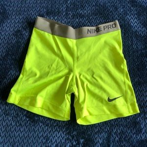 Neon Yellow Nike Pro Shorts